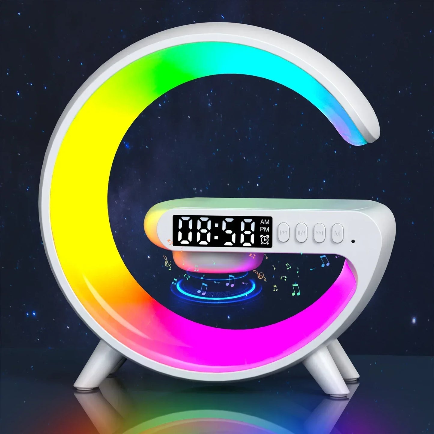 Multifunction Wireless Charger Stand Pad RGB Light Alarm Clock