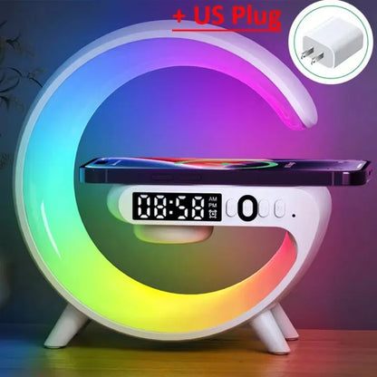 Multifunction Wireless Charger Stand Pad RGB Light Alarm Clock